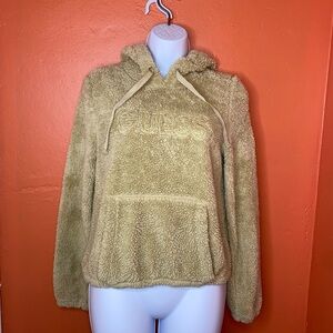 Guess Tan Teddy Pullover Hoodie Sweater